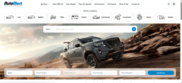 Auto Mart’s categories, vehicles for sale in South Africa, cars, bakkies, bikes, leisure, commercial vehicle, spares, accessories.png