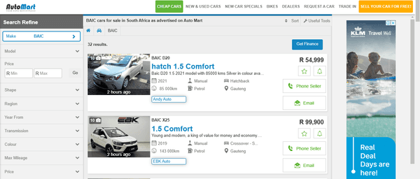 BAIC in South Africa, BAIC cars for sale, cars for sale on Auto Mart, BAIC X25, car.png