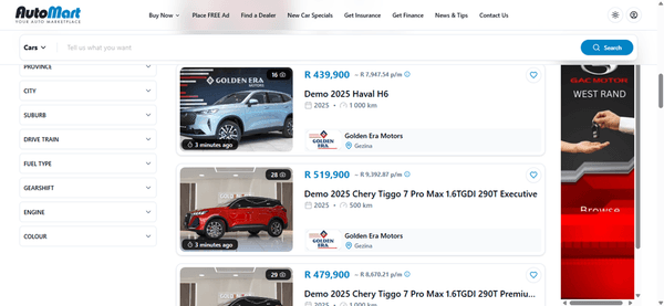 Buying demo cars for sale in South Africa, demo cars, buy cars for sale on Auto Mart, used cars for sale, used demo cars.png