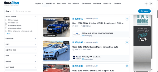 cheapest Audi, BMW, and Mercedes-Benz, entry-level Audi, BMW, or Mercedes-Benz, bmw, used cars for sale on Auto Mart.png