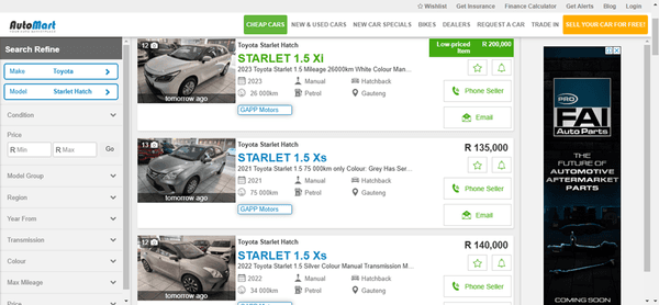 cheapest Toyota Starlet Cross, Toyota cars for sale in 2025, Toyota cars on Auto Mart, cars for sale, Toyota Starlet hatch.png